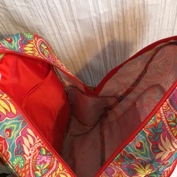 VERA BRADLEY Iconic Campus Floating Garden SZ XL triple zip canvas tropical - Picture 9 of 16